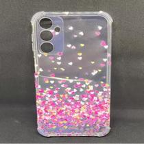 Capinha Anti Shock Chuva de Coração + Película de Vidro 3D Para Samsung Galaxy A05S