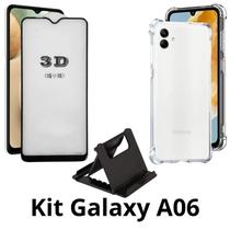 Capinha Anti Shock + Película 3D de Vidro + Suporte de Mesa para Samsung Galaxy A06