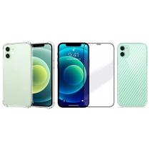 Capinha Antichoque + Vidro 3D + Traseira Para Iphone 12 Mini