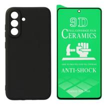 Capinha Aveludada Case Preto + Película Cerâmica 9D para Samsung Galaxy S26 PLUS Capinha Aveludada Case Preto + Película Cerâmica 9D para Samsung Galaxy S26 PLUS