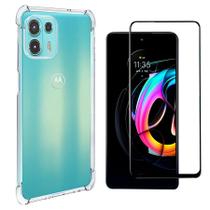 Capinha Capa Ant Shock Transparente Moto Edge 20 Lite + Pelicula de Ceramica 9D