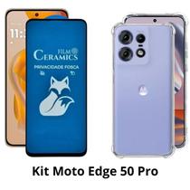 Capinha Capa Anti Choque TPU + Película Fosca Privacidade para Moto Edge 50 Pro