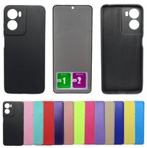Capinha Capa Aveludada Para Moto G05 + Pelicula Privacidade