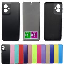 Capinha Capa Aveludada Para Moto G55 + Pelicula Privacidade