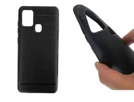 Capinha Capa Case Preto Samsung Galaxy A21s + Película 3D de Vidro