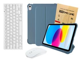 Capinha Capa Compatível com Ipad 10 10.9 2022 Case Smart Suporte Pencil + Pelicula de Vidro Teclado e Mouse Branco