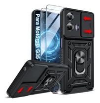 Capinha Capa Para Motorola Moto G35 Armadura + 2 Películas 3D