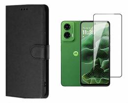 Capinha Carteira Estojo Flip + Película 3D Vidro Para Moto G35 5g Capinha Carteira Estojo Flip + Película 3D Vidro Para Moto G35 5g