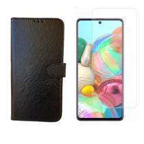 Capinha Carteira Para Galaxy A71, Porta Cartão + Película 9H