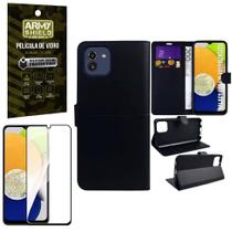 Capinha Carteira Samsung A03 + Película Vidro 3D Armyshield