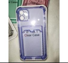 Capinha Clear Case com suporte de cartao para iPhone 11 cor roxo