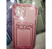 Capinha Clear Case com suporte de cartao para iPhone 12 Pro Max - Top