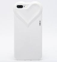 Capinha Compativel iPhone 7/8 Plus Branca Silicone Candy Luxo Coracao Protege Lentes Camera Atras