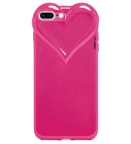 Capinha Compativel iPhone 7/8 Plus Pink Silicone Candy Luxo Coracao Protege Lentes Camera Atras