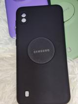 Capinha de celular Para Samsung A10 Em Silicone Aveludo Com Proteção Da Câmera Com Pop Socktç