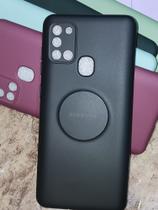 Capinha de celular Para Samsung A21S Em Silicone Aveludo Com Proteção Da Câmera Com Pop Sockt