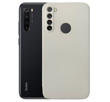 Capinha de Silicone Compativel com Xiaomi Redmi Note 8 - Off White / Capa Lisa Colorida Aveludada Protege Lentes Protecao Camera