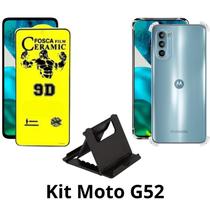 Capinha de Silicone TPU + Película Fosca + Suporte de Mesa para Motorola Moto G52 Capinha de Silicone TPU + Película Fosca + Suporte de Mesa para Motorola Moto G52