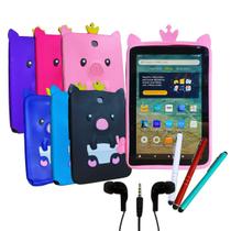 Capinha Infantil p/ Tablet Amazon Fire HD8 + Caneta Touch + Fone de Ouvido