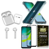 Capinha Moto E13 + Fone De Ouvido Bluetooth + Película 3D