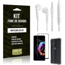 Capinha Moto Edge 20 Lite + Fone De Ouvido P2 + Película 3D - Armyshield