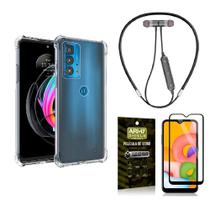 Capinha Moto Edge 20 Pro + Fone Bluetooth Neckband + Película 3D - Armyshield