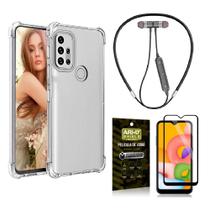 Capinha Moto G10 + Fone Bluetooth Neckband + Película 3D - Armyshield