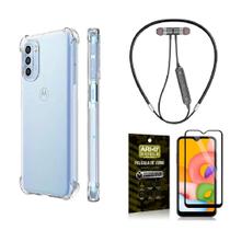 Capinha Moto G52 + Fone Bluetooth Neckband + Película 3D - Armyshield