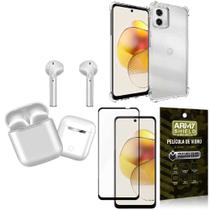 Capinha Moto G73 + Fone de Ouvido Bluetooth TWS + Película 3D