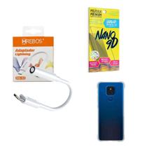 Capinha Motorol E7Plus + Adaptador P2 P Tipo C + Película 9D