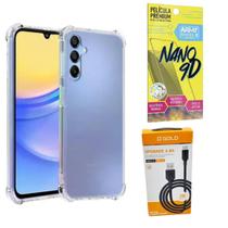 Capinha Para Galaxy A15 + Cabo Tipo-C 2 Metros + Pelicula 9D