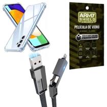 Capinha para Galaxy A55 + Cabo USB 4 em 1 + Pelicula de Vidro 3D - Armyshield