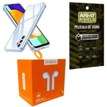 Capinha para Galaxy M35 + Fone Bluetooth + Pelicula de Vidro 3D - Armyshield