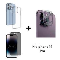 Capinha + Película de Câmera + Película 3D De Vidro Privacidade Para Iphone 14 PRO