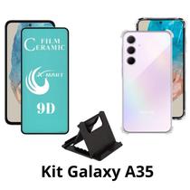 Capinha + Película de Cerâmica + Suporte de Mesa para Samsung Galaxy A35 Capinha + Película de Cerâmica + Suporte de Mesa para Samsung Galaxy A35