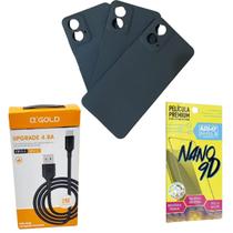 Capinha Preto Moto G04 +Cabo Tipo-C 2 Metros +Pelicula 9D