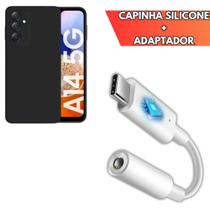 Capinha Proteção Silicone + Adaptador Tipo C P2 Compatível Samsung A14 5G