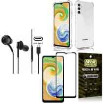 Capinha Samsung A04s + Fone de Ouvido Intra Auricular Preto + Película 3D