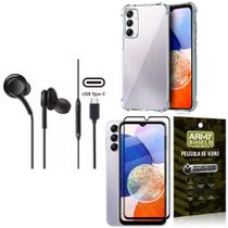 Capinha Samsung A14 + Fone de Ouvido Intra Auricular Preto + Película 3D