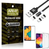 Capinha Samsung A30 + Cabo Magnético 2M + Pelicula 3D Army