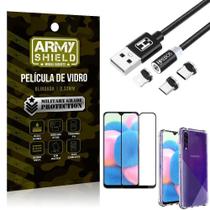 Capinha Samsung A30S + Cabo Magnético 2M + Pelicula 3D Army