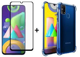 Capinha Samsung Galaxy M31 / M21s / M21 Anti Impacto Silicone Transparente + Película 5D Full Cover - Smart Select