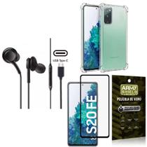 Capinha Samsung S20 Fe + Fone de Ouvido Intra Auricular Preto + Película 3D