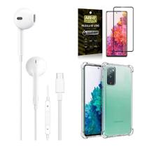 Capinha Samsung S20 fe + Fone de Ouvido Tipo C + Película 3D