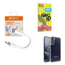 Capinha Samsung S22Plus + Adaptador P2 para Tipo C + Película 9D