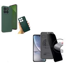 Capinha Silicone Case Verde Escuro + Película Fosca Privativa Moto Edge 60 pro