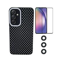 Capinha Silicone Flexível + Película Frontal Vidro 3D + Película Lente Câmera 3 Peças Para Celular Samsung A54 - B acessórios