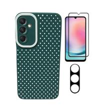 Capinha Silicone + Película Frontal Vidro 3D Full Cover + Película Lente Câmera Para Celular Samsung A24 - B acessórios