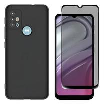 Capinha Silicone + Película Vidro Privacidade para Moto G10 G20 G30 Capinha Silicone + Película Vidro Privacidade para Moto G10 G20 G30