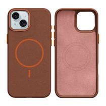 Capinha silicone textura de couro para iPhone 15